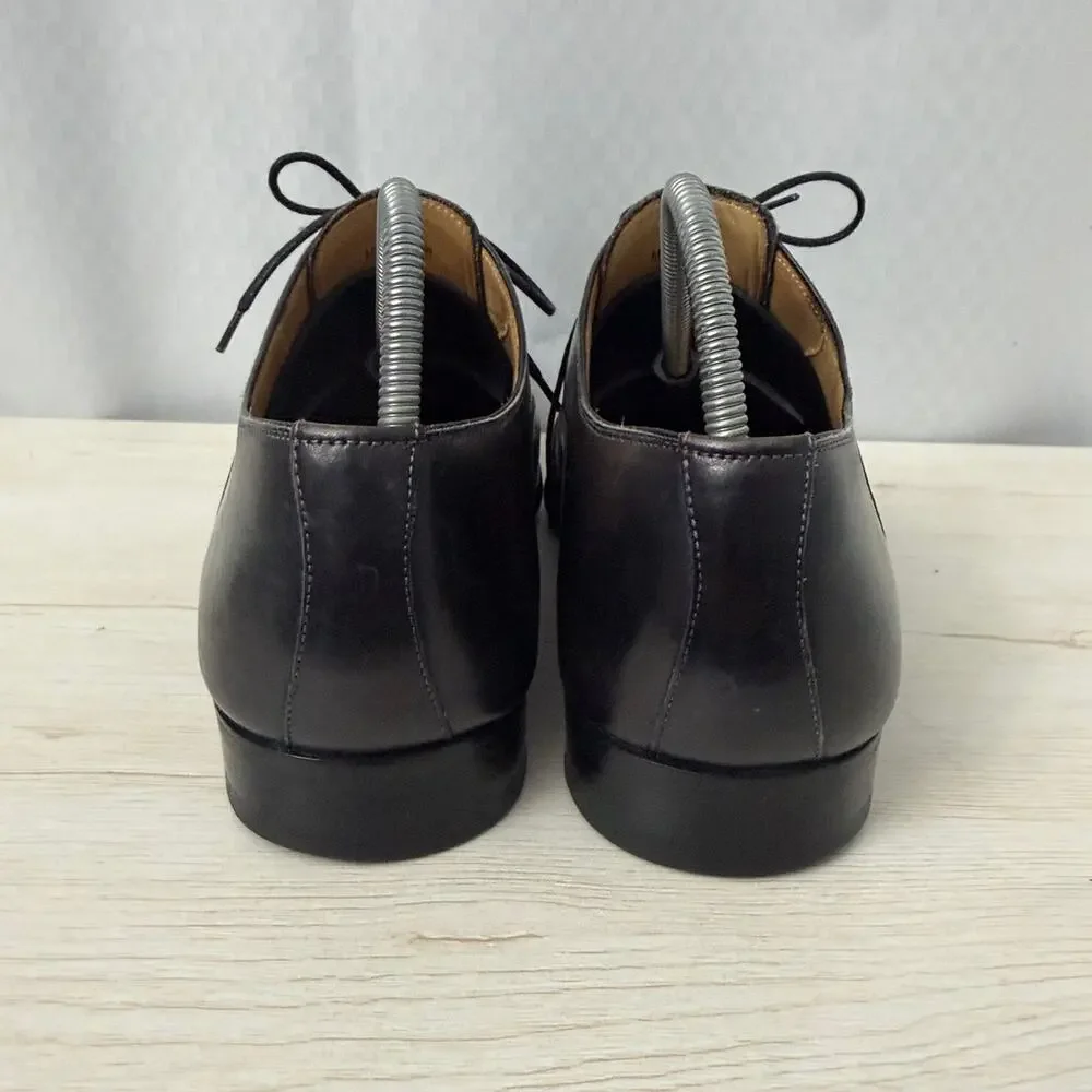 Magnanni Vaughan Dress Shoes Mens Size 10 M Oxford Hand Painted Dark Brown Spain